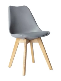 GH608/DC608 Стул пластиковый мягкий, СЕРЫЙ экокожа, каркас бук