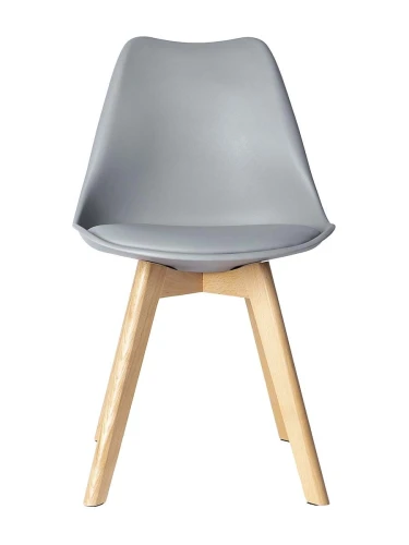 GH608/DC608 Стул пластиковый мягкий, СЕРЫЙ экокожа, каркас бук