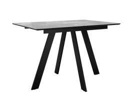 Стол DikLine DKD140, керамика 140(180)х80, мрамор серый матовый, опоры черные (2 уп.)