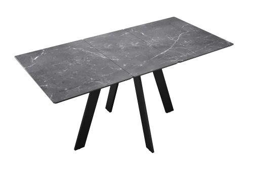 Стол DikLine DKD140, керамика 140(180)х80, мрамор серый матовый, опоры черные (2 уп.)