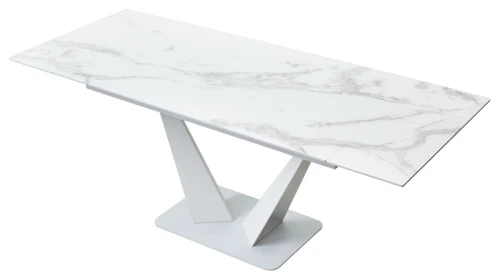 Стол Ниагара 140 БЕЛЫЙ МРАМОР, стекло / БЕЛЫЙ, М-City