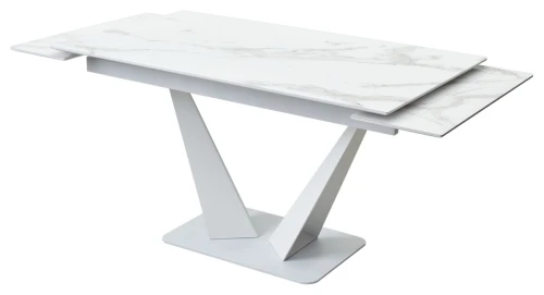 Стол Ниагара 140 БЕЛЫЙ МРАМОР, стекло / БЕЛЫЙ, М-City