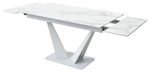 Стол Ниагара 140 БЕЛЫЙ МРАМОР, стекло / БЕЛЫЙ, М-City