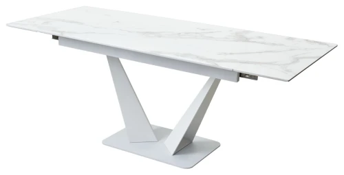Стол Ниагара 140 БЕЛЫЙ МРАМОР, стекло / БЕЛЫЙ, М-City