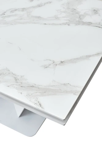 Стол Ниагара 140 БЕЛЫЙ МРАМОР, стекло / БЕЛЫЙ, М-City