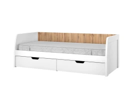 TAURUS, Кровать 90-2. Цвет БЕЛЫЙ /ДУБ ВОТАН