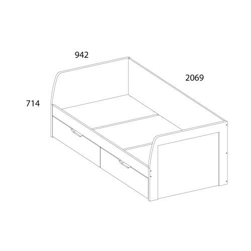 TAURUS, Кровать 90-2. Цвет БЕЛЫЙ /ДУБ ВОТАН
