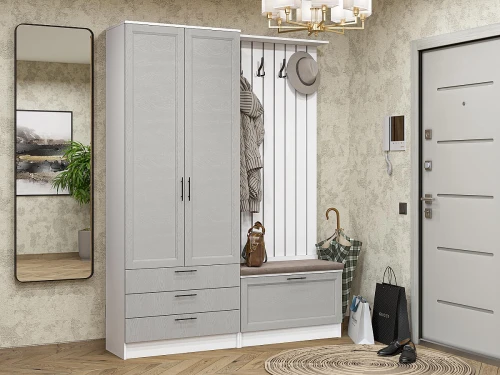 Готовая прихожая Стиль-03 Grey Silkwood Белый