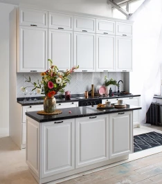 Модульная кухня трехуровневая Ницца Royal 3000 Blanco МДФ эмаль прямая