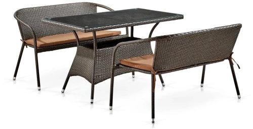 Обеденный комплект плетеной мебели с диванами T198D/S139B-W53 Brown