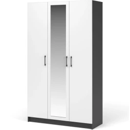 Шкаф «Чикаго» 3д (с зеркалом) Антрацит/Белый
