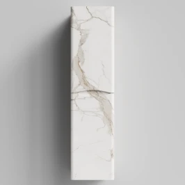 Пенал Адель 35 (2 двери) подвесной, Мрамор Белый натур милк ПВХ 2537, правый, бельевая корзина