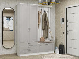 Готовая прихожая Стиль-03 Grey Silk Белый лофт