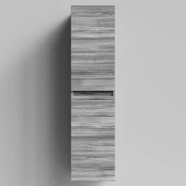 Пенал Бест 35 (2 двери) подвесной, Лиственница структурная контрастно-серая ПВХ 64202, правый, бельевая корзина