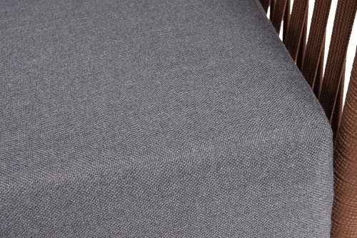 "Багамы" кресло плетеное из роупа, каркас алюминий коричневый (RAL8016) муар, роуп BZ23-ED31, ткань темно-серая 027