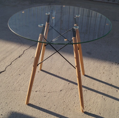 SQT-11 Стол обеденный стеклянный D80, основание бук+металл