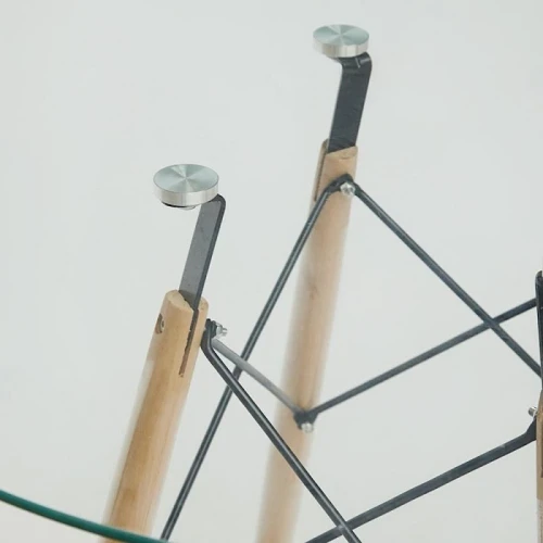 SQT-11 Стол обеденный стеклянный D80, основание бук+металл