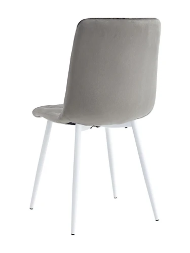 DC210 Стул мягкий, СЕРЫЙ#G62-38 велюр, каркас металл белый КРУГЛЫЙ