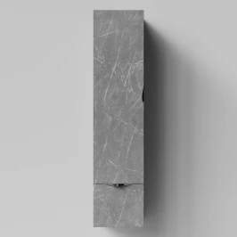 Пенал Марко 35 подвесной, дверь и ящик, ручки Хром, Мрамор Серый софт тач ПВХ 4044-1, левый