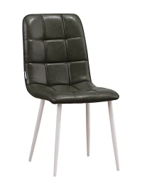 C919/DC809 Стул мягкий, ЗЕЛЕНЫЙ#19-12 экокожа, каркас металл белый КРУГЛЫЙ