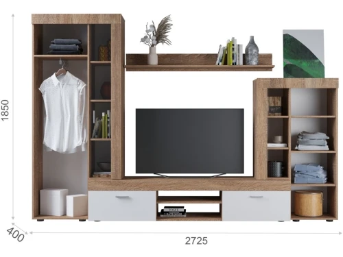 Стенка «Орфей», Дуб сонома/белый