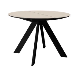 Стол DikLine SKC100 d1000 Керамика Krater Perla (бежевый матовый)/подстолье черное/опоры черные