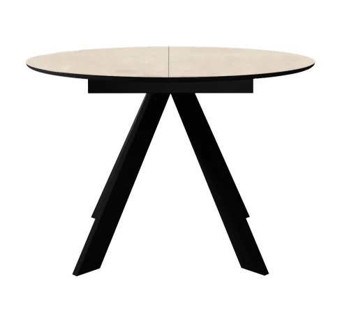 Стол DikLine SKC100 d1000 Керамика Krater Perla (бежевый матовый)/подстолье черное/опоры черные
