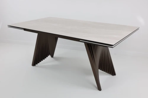 Стол IVAR 180 MARBLES TL-109 Серый мрамор, испанская керамика / Шоколадное золото каркас, ®DISAUR