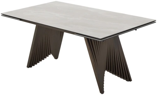 Стол IVAR 180 MARBLES TL-109 Серый мрамор, испанская керамика / Шоколадное золото каркас, ®DISAUR