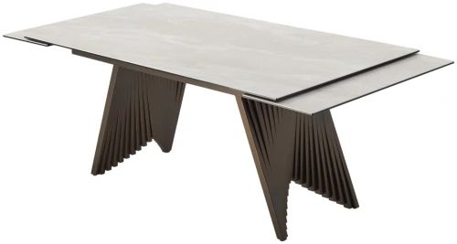 Стол IVAR 180 MARBLES TL-109 Серый мрамор, испанская керамика / Шоколадное золото каркас, ®DISAUR
