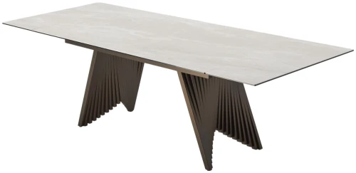 Стол IVAR 180 MARBLES TL-109 Серый мрамор, испанская керамика / Шоколадное золото каркас, ®DISAUR