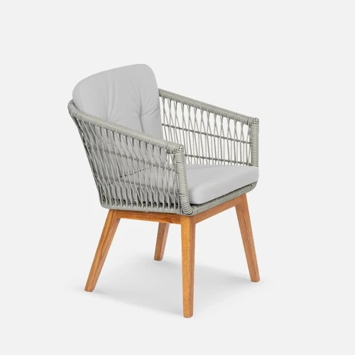 Стул Letto Лунный свет, RAL 7030 Jamaica silver, Ясень. Тик - 1/2 искусственный ротанг