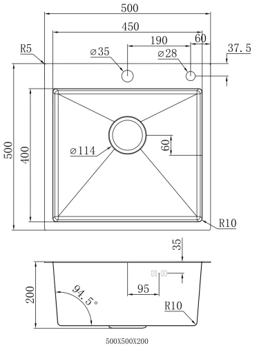 Кухонная мойка из нержавейки BLANTEK FS-5050S Brushed ECO