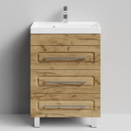 Тумба Арабеска 60 напольный, Дуб Тортуга ПВХ 2357-43 Vodok с раковиной в комплекте