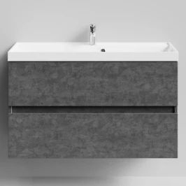 Тумба Бест 100  подвесной, Серый камень ПВХ 57806 Vodok с раковиной в комплекте