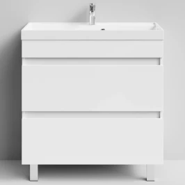 Тумба Бест 80  напольный, белый глянец Vodok с раковиной в комплекте