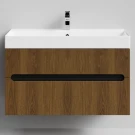 Тумба Бонум, 100 подвесной, Дуб цвет 5 Vodok с раковиной в комплекте