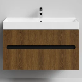 Тумба Бонум, 100 подвесной, Дуб цвет 5 Vodok с раковиной в комплекте