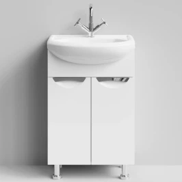 Тумба Лира 55 напольный, белый Vodok с раковиной в комплекте