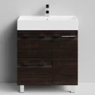 Тумба Мальта 70 напольный, ящики и дверь, Палисандр ПВХ 43101, правый Vodok с раковиной в комплекте