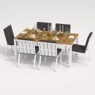 Обеденная группа TELLA  GIRA  каркас белый / стол тик 180 / ткань антрацит