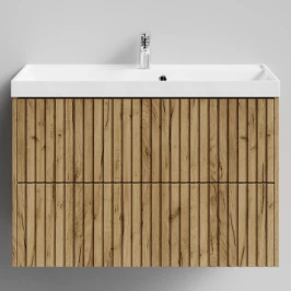 Тумба Тач 90 подвесной, Дуб Тортуга ПВХ 2357-43 Vodok с раковиной в комплекте