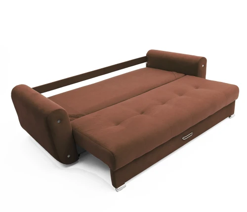 Диван еврокнижка  Вега, велюр коричневый, 160
