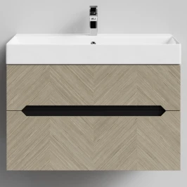 Тумба Элато 85 подвесной, Дуб цвет 22 Vodok с раковиной в комплекте