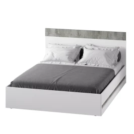 Кровать двойная с реечным настилом Инстайл КР-04 160х200, Бетон, белый