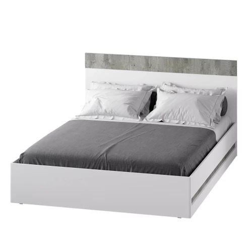 Кровать двойная с реечным настилом Инстайл КР-04 160х200, Бетон, белый