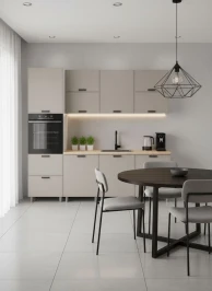 Готовый кухонный гарнитур МК Аленушка 2,4м Магнолия Керамика,скоба черный,сонома