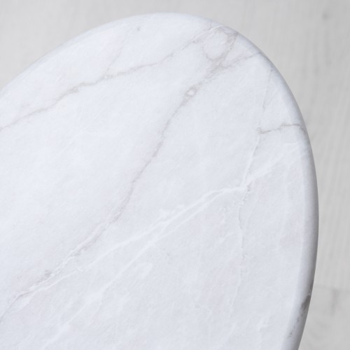 Стол приставной овальный МеталлАрт М015 белый мрамор/черный