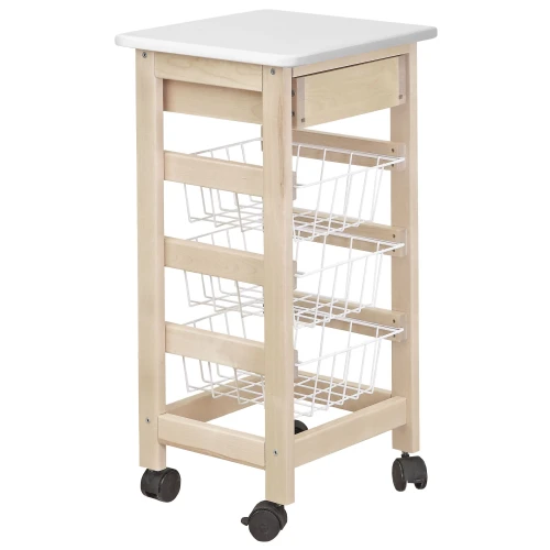 Тумба с ящиком и корзинами белый/лак