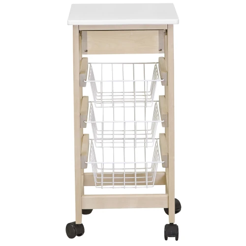 Тумба с ящиком и корзинами белый/лак